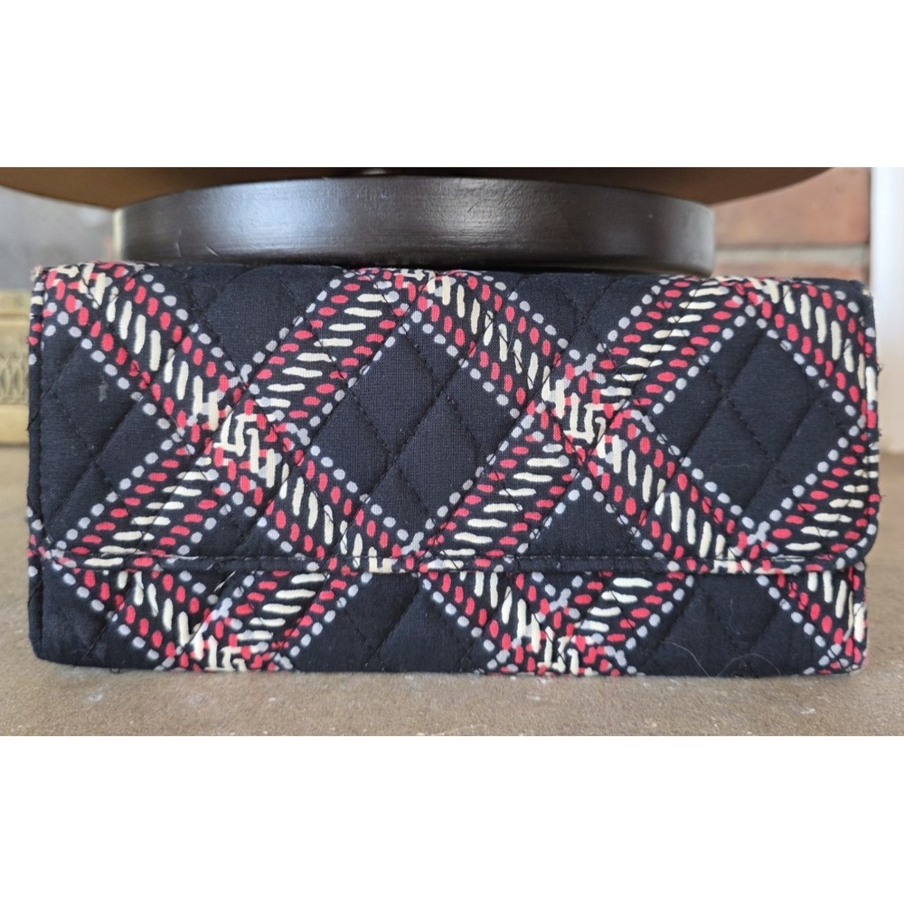 Vera Bradley Quilted Wallet in Black, Red & Cream Plaid